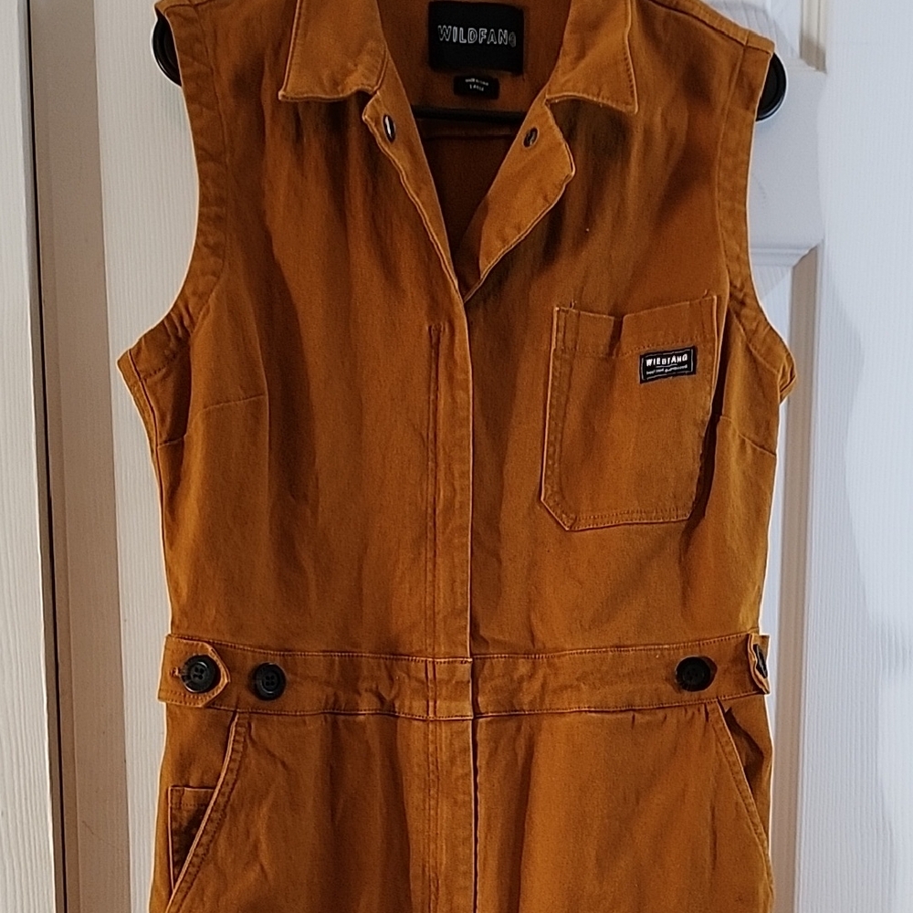 Wildfang Sleeveless Tan Jumpsuit Coverall